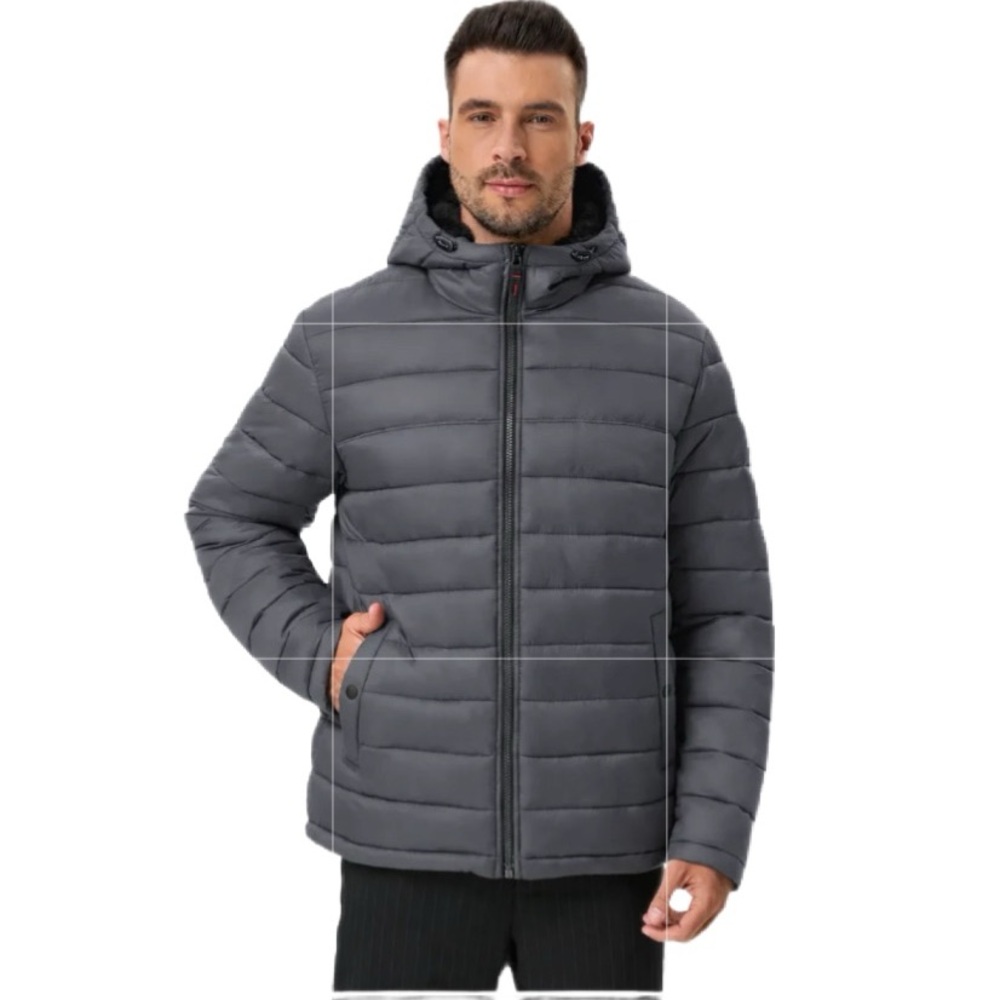 Hawke & Co Men's Sherpa Lined Hooded Puffer Jacket In Carbon Size XL NWT